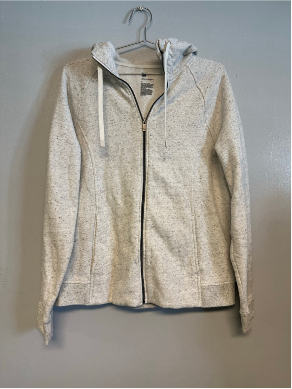 All in Motion Zip-Up Hoodie, Size XL, Grey Speckled